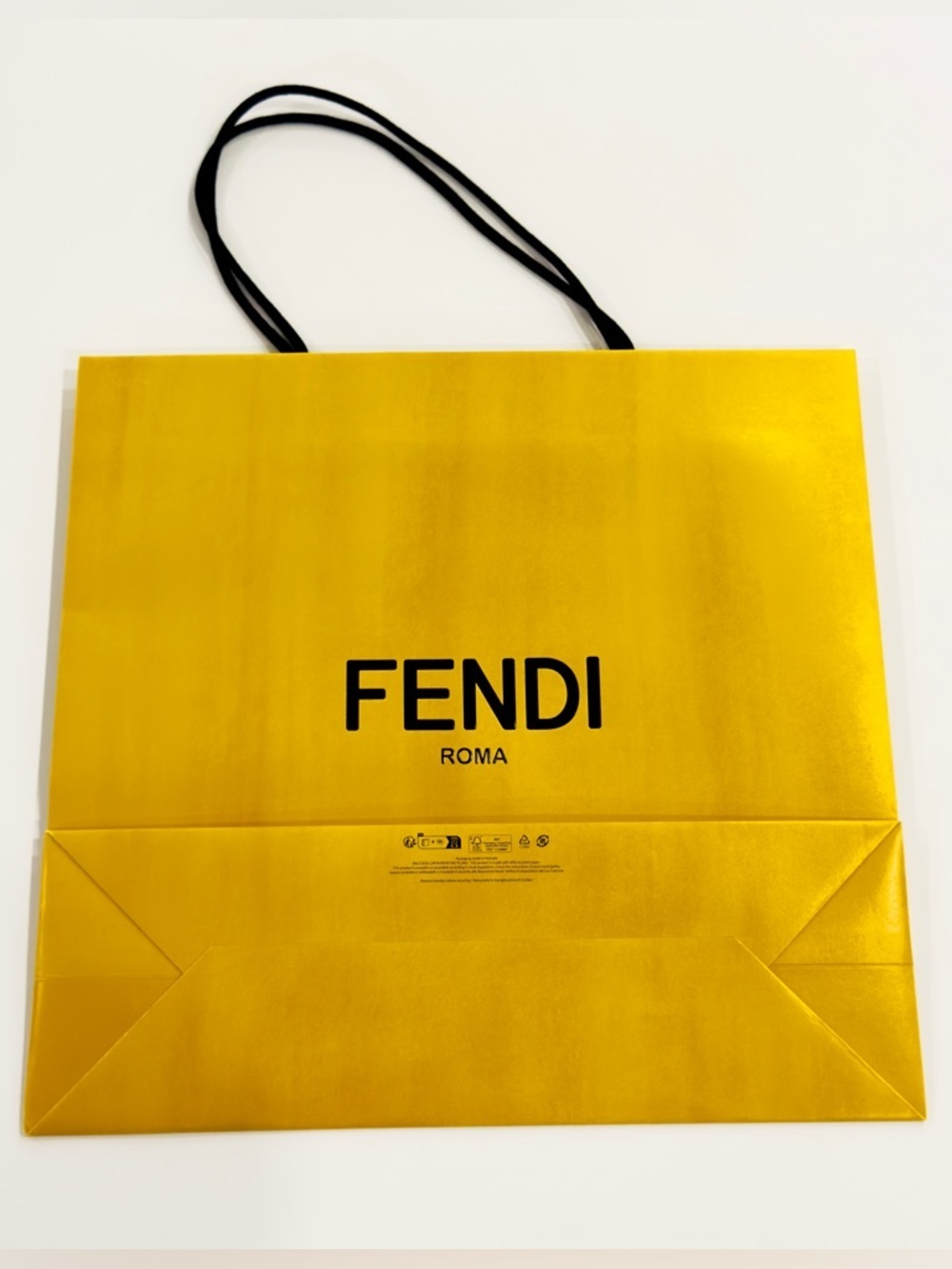 FENDI Roma Reusable Paper Shopping Gift Bag Yellow Size 15.5 “ By 16.5” - Picture 3 of 9